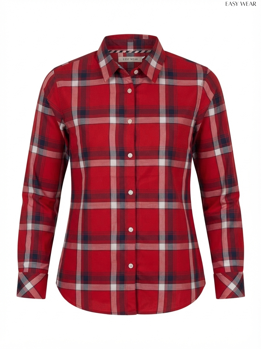 EASY WEAR Plaid Long-Sleeve Shirt