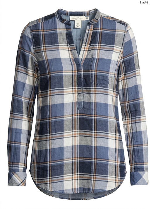 H&M Plaid Long-Sleeve Tunic Shirt