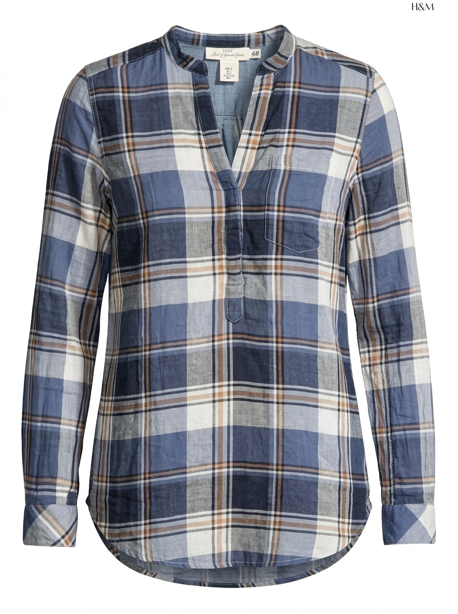 H&M Plaid Long-Sleeve Tunic Shirt