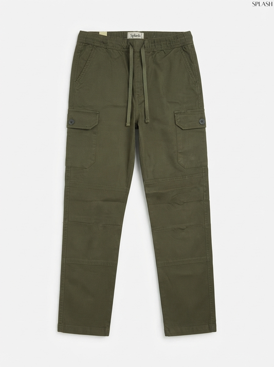 Men's Casual Olive Green Utility Cargo Trousers