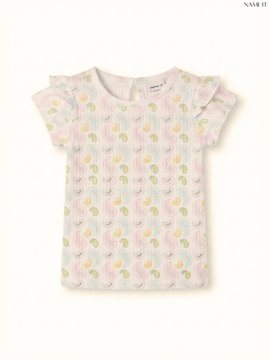 NAME IT Girls Printed Ruffle T-Shirt