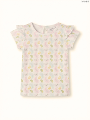 NAME IT Girls Printed Ruffle T-Shirt