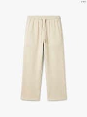 Men's Beige Textured Sweatpants with Drawstring Waist