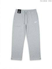 Men's Grey Sweatpants with Hem Slits & Drawstring