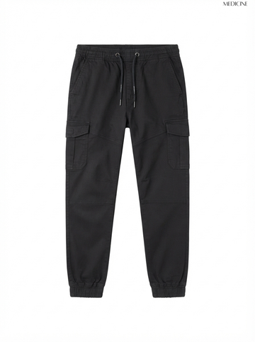 Men's Black Casual Cargo Trousers