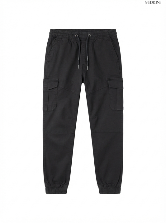 Men's Black Casual Cargo Trousers
