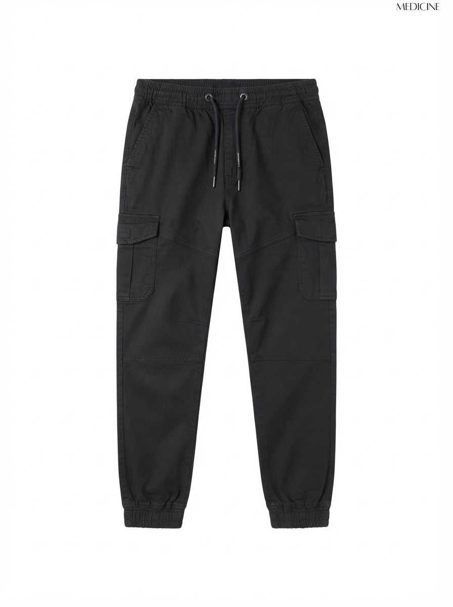 Men's Black Casual Cargo Trousers