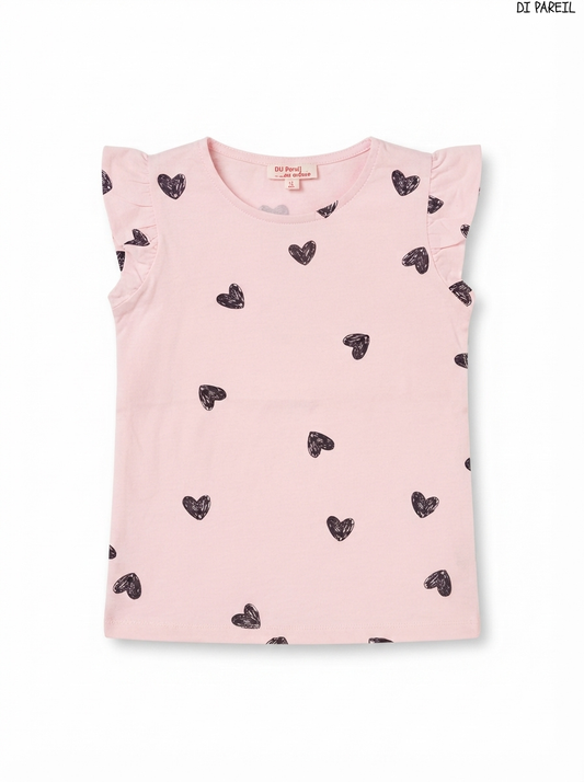 DU PAREIL Girls Heart Print Short-Sleeve T-Shirt