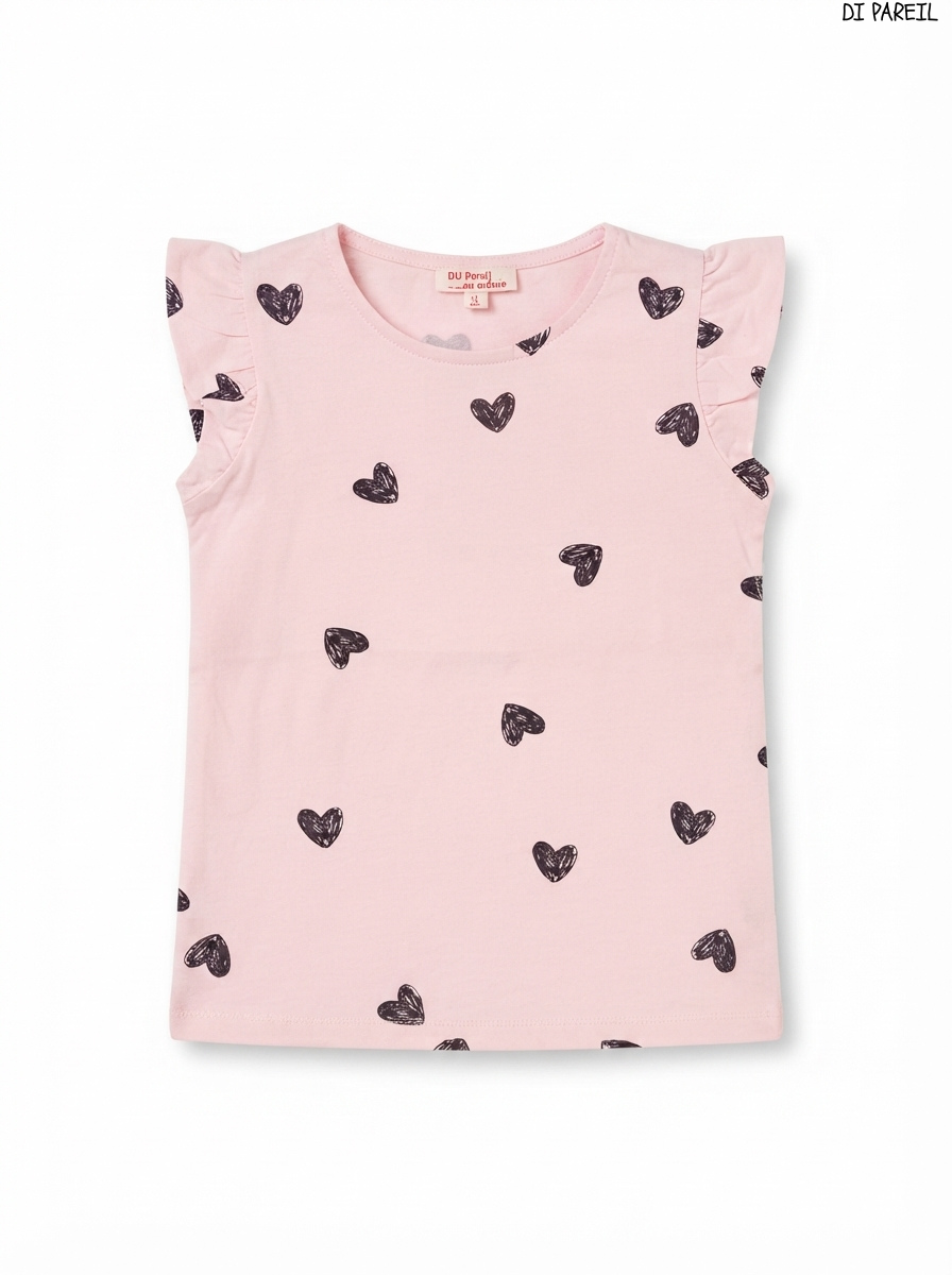 DU PAREIL Girls Heart Print Short-Sleeve T-Shirt