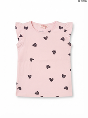 DU PAREIL Girls Heart Print Short-Sleeve T-Shirt