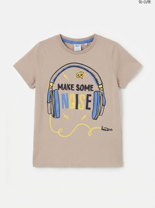 SO CUTE Boys Headphone Graphic Short-Sleeve T-Shirt