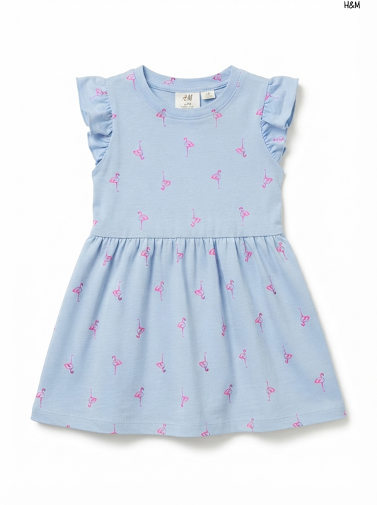 H&M Girls Flamingo Print Short-Sleeve Dress