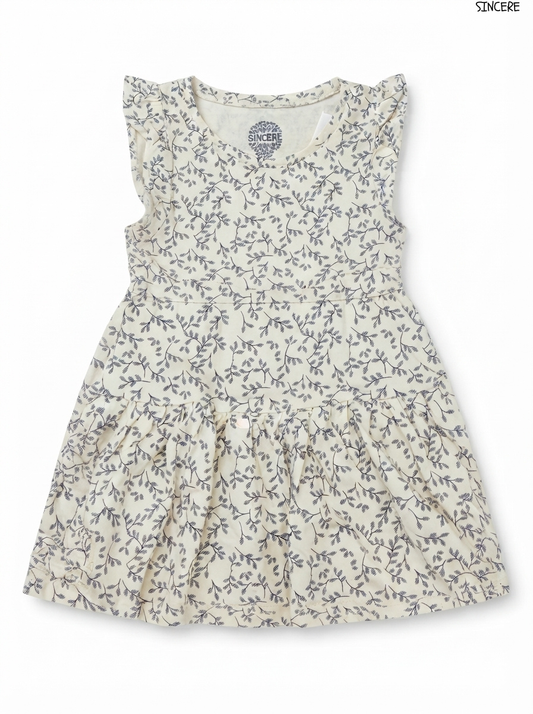 SINCERE Girls Leaf Print Short-Sleeve Dress