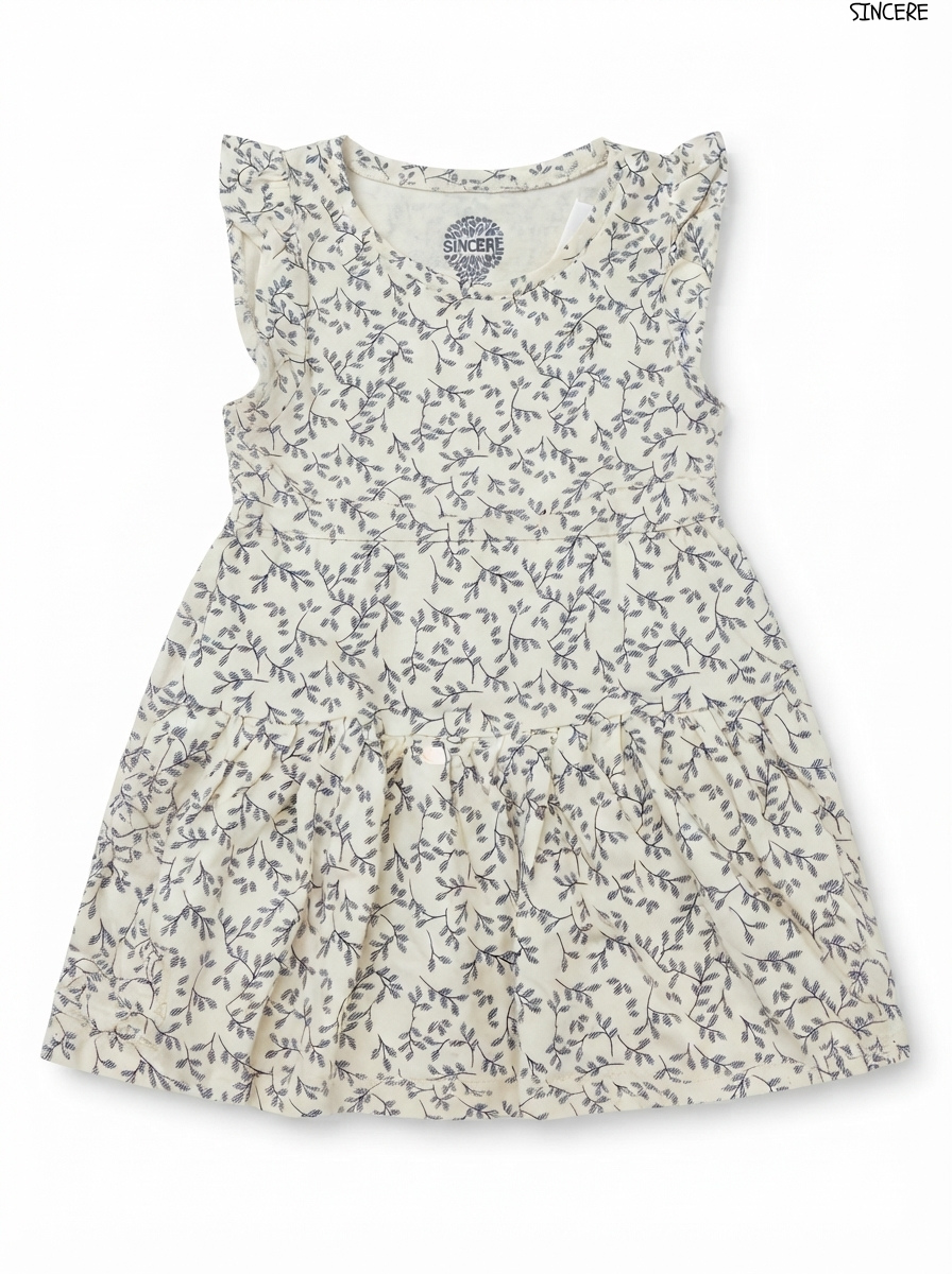 SINCERE Girls Leaf Print Short-Sleeve Dress