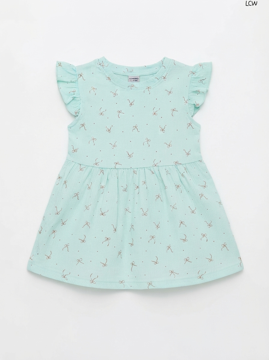 LCW Girls Bow Print Short-Sleeve Dress