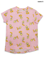Girls' Light Pink Tweety Bird All-Over Print T-Shirt