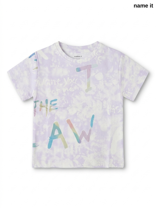 NAME IT Girls’ Light Purple Tie-Dye Graphic T-Shirt