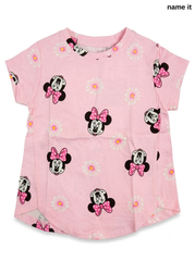 Girls Minnie Mouse & Floral Printed T-Shirt – Pink