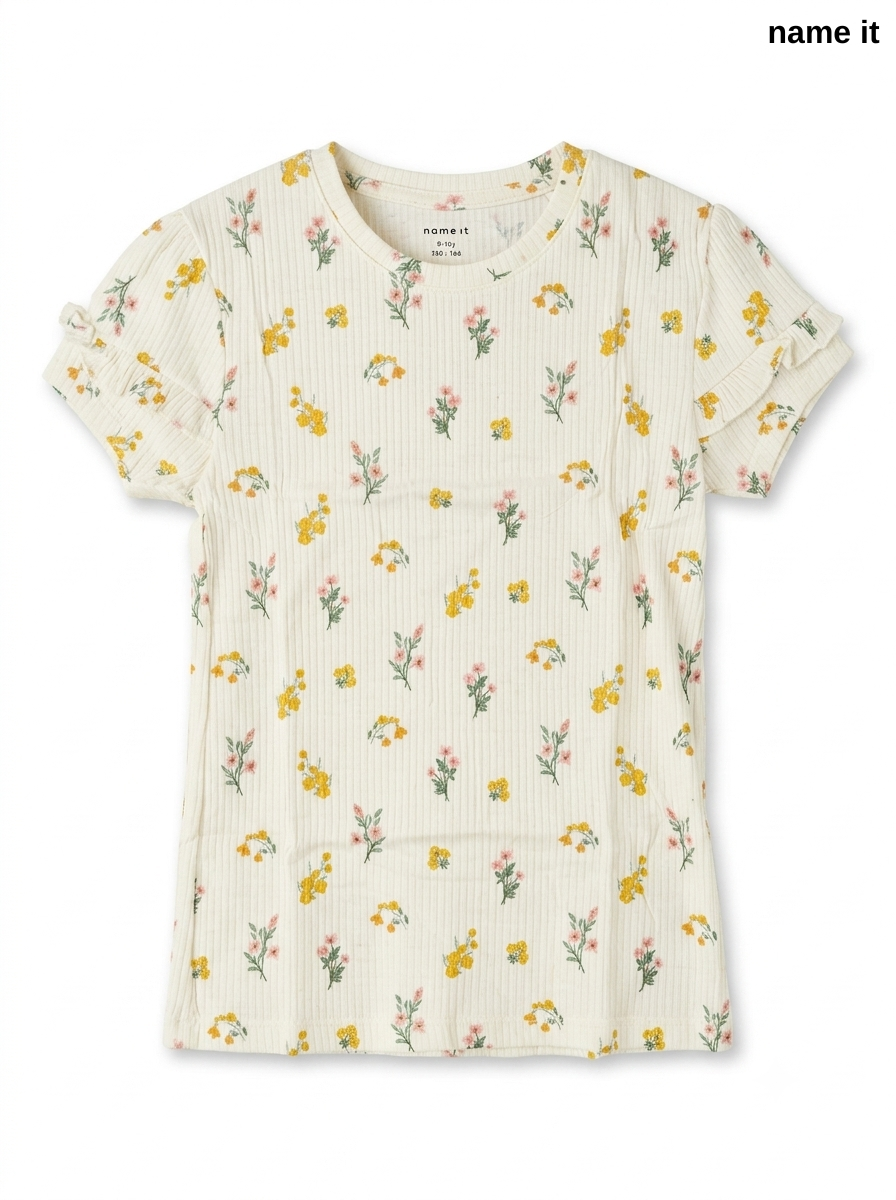 Girls Ribbed Ditsy Floral T-Shirt