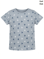 Cool Club Girls' All-Over Heart Print T-Shirt – Slate Blue