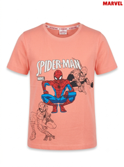 Official Marvel Spider-Man Action Graphic Printed T-Shirt – Peach / Coral