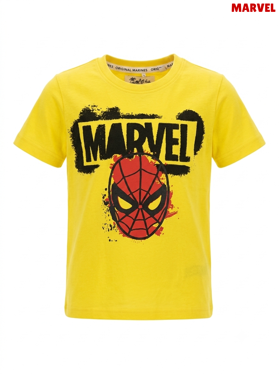 Official Marvel Spider-Man Graffiti Logo T-Shirt – Bright Yellow