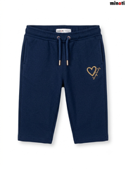 Girls' Minoti Gold Heart Fleece Sweat Shorts