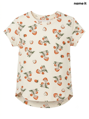 Girls' Mushroom & Botanical Print T-Shirt - Off-White / Cream