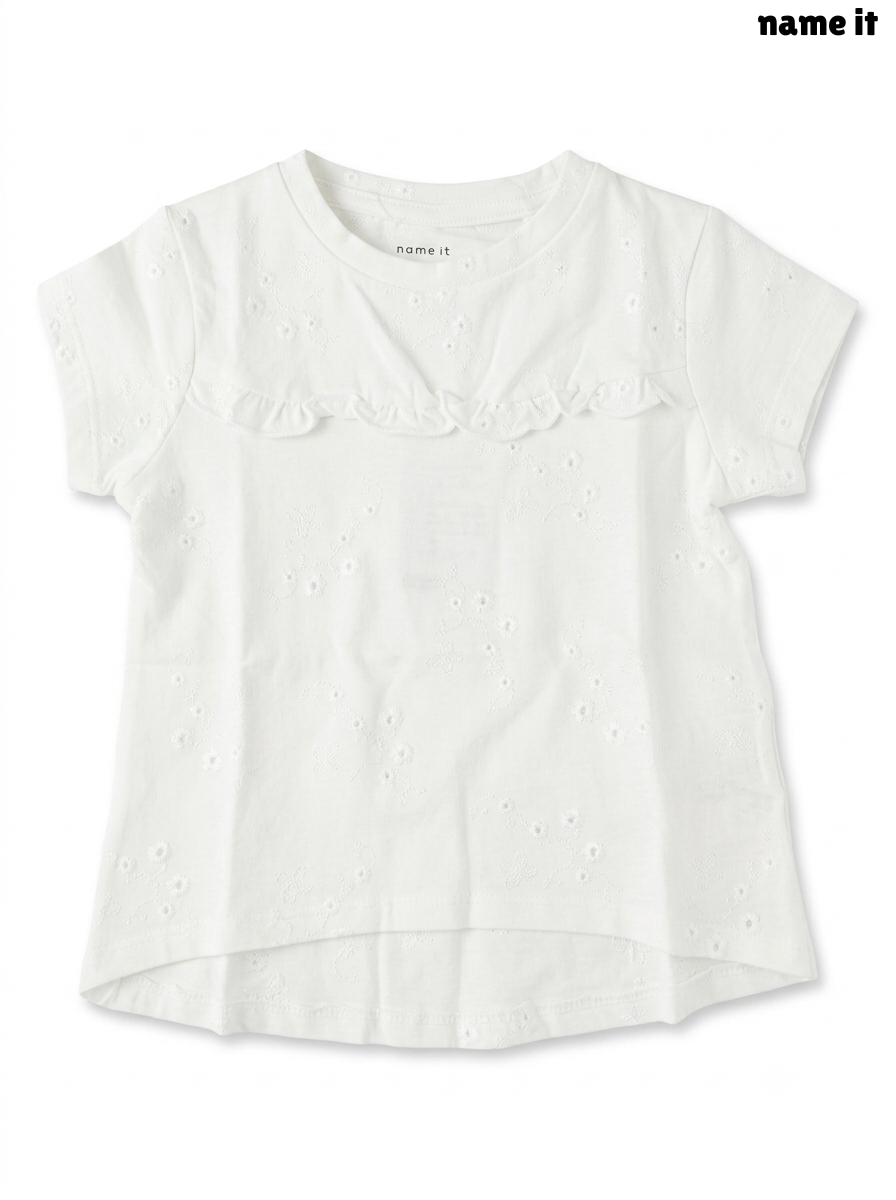 Girls’ White Broderie Anglaise Ruffle Top