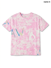 Girls' Pink Tie-Dye Graffiti Typography T-Shirt