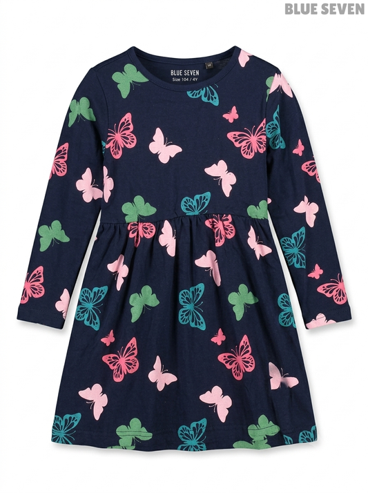 Blue Seven Girls Butterfly Print Dress