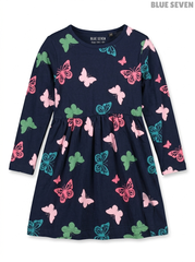 Blue Seven Girls Butterfly Print Dress
