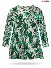 Versace Girls Tropical Leaf Print Dress