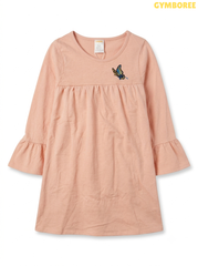 Girls Gymboree Peach Butterfly Embroidered Bell-Sleeve Dress