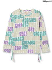Girls Du Pareil au Même Multicolor Typography Print Long-Sleeve Top