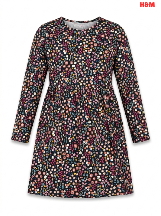 Girls' Ditsy Floral Print Long-Sleeve Dress