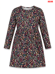 Girls' Ditsy Floral Print Long-Sleeve Dress