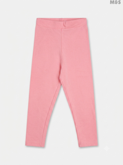 Girls' Plain Pink Cotton Leggings
