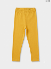 Girls' Plain Mustard Yellow Cotton Leggings