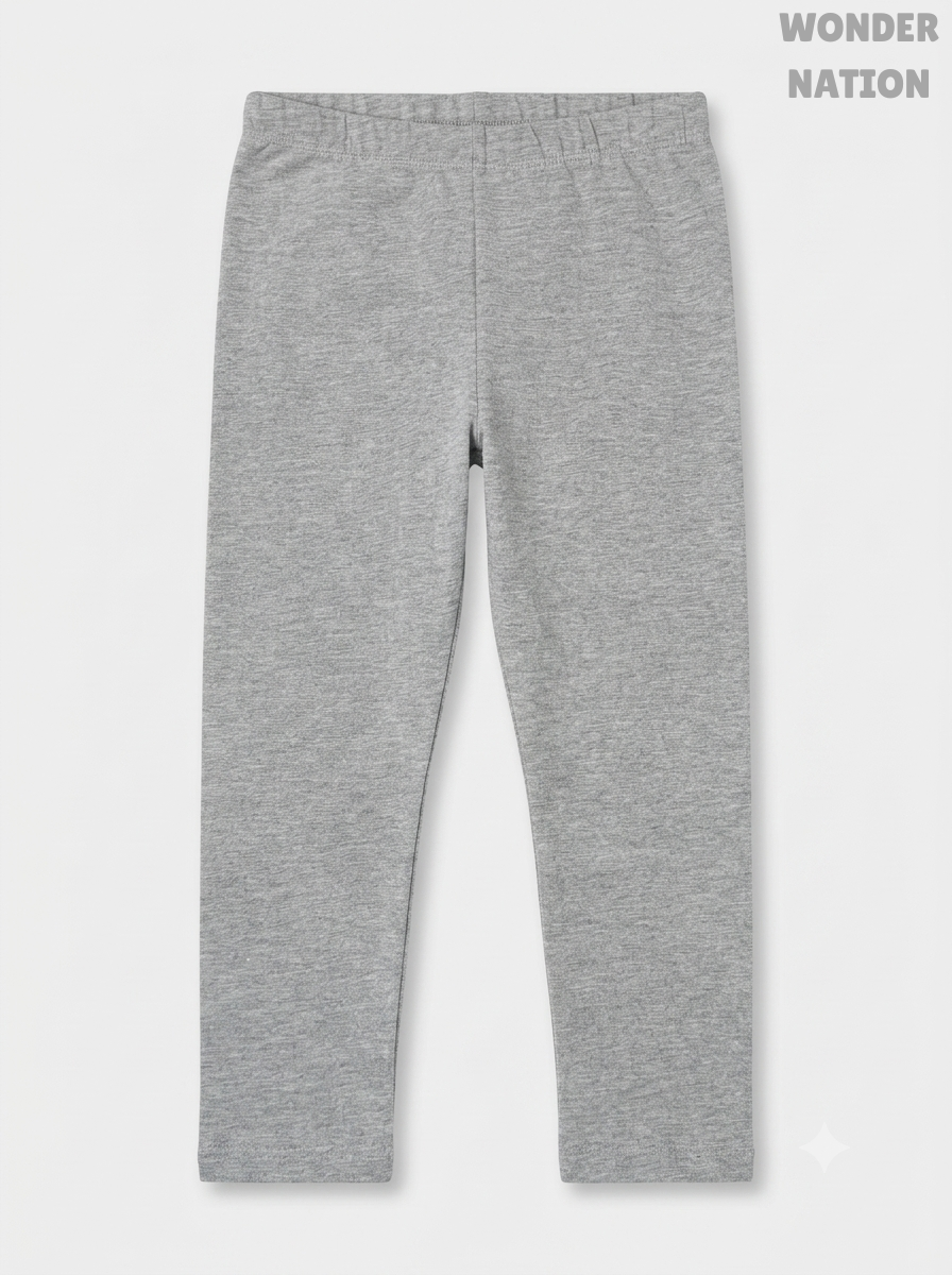 Girls' Plain Light Grey Heather Cotton Leggings