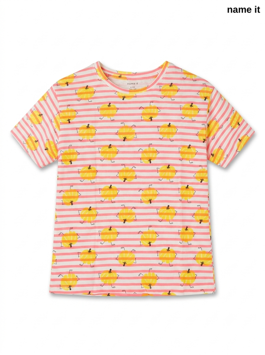 NAME IT Girls’ Striped Citrus Print T-Shirt