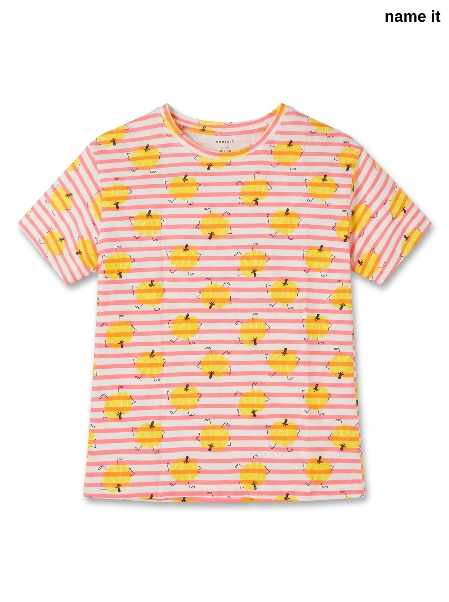 NAME IT Girls’ Striped Citrus Print T-Shirt