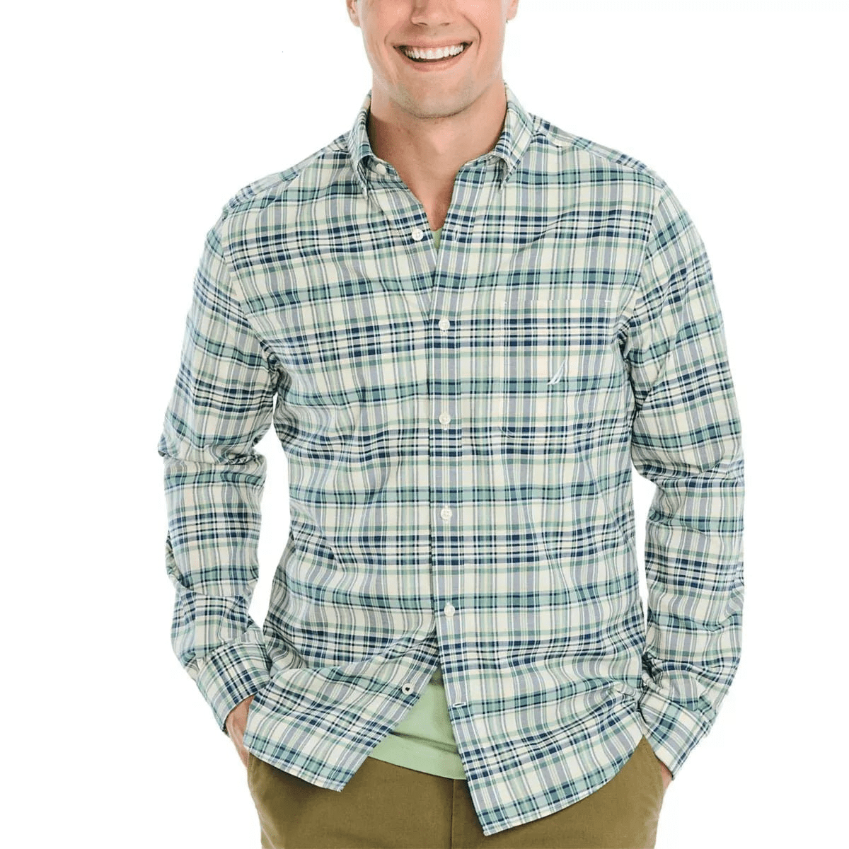 NAUTICA Plaid Poplin Shirt - Smgarment's