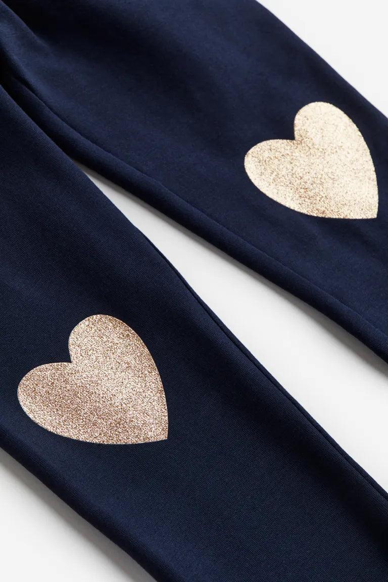 Navy Blue Hearts Leggings - SMgarment's