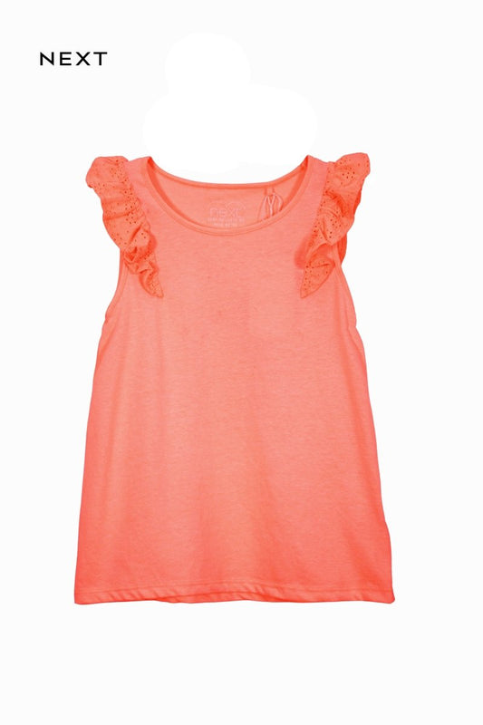 NEXT Girls Coral Frill Sleeve Summer Top - Smgarment's