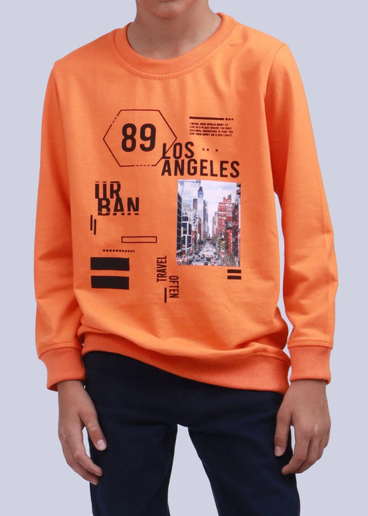 NEXT ORANGE LOS ANGELES PRINTED SWEATSHIRT - SMgarment's