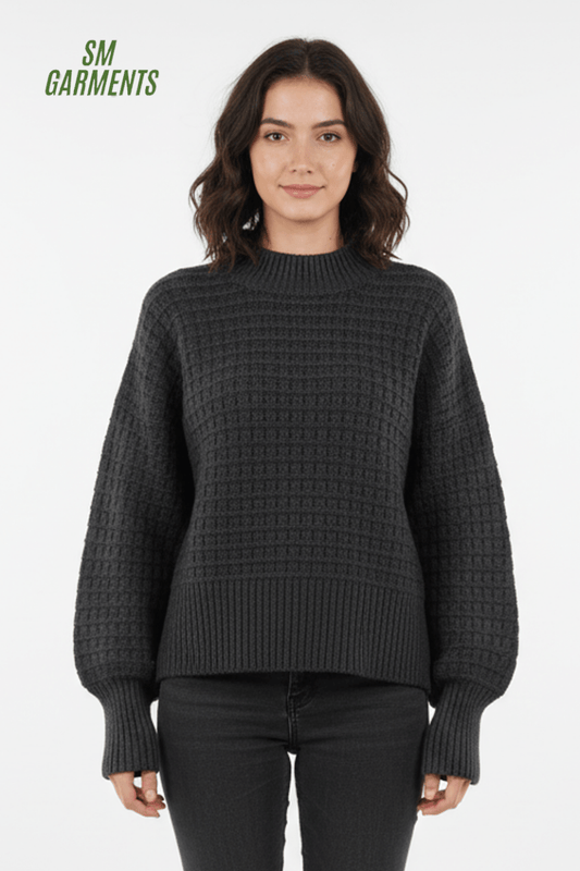OAKRIDGE WOMENS CHUNKY BLACK SWEATER - Smgarment's
