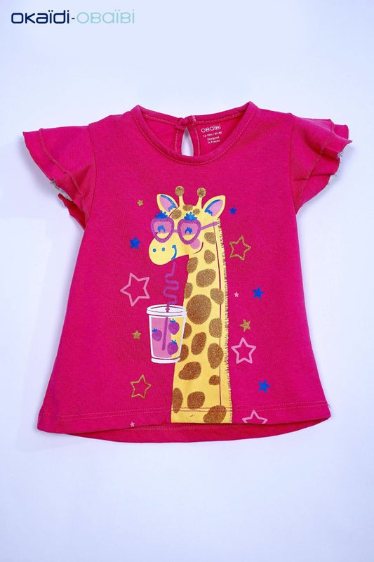 OBAIBI GIRLS GIRAFFE PRINTED TEES - Smgarment's