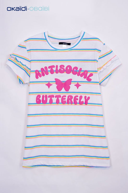 OKAIDI GIRLS ANTISOCIAL BUTTERFLY PRINT TEES - Smgarment's