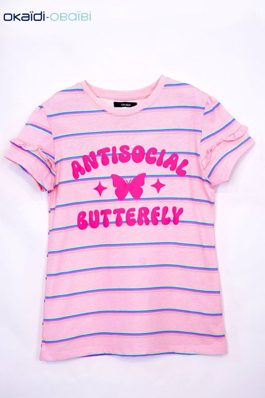 OKAIDI GIRLS ANTISOCIAL BUTTERFLY PRINT TEES - Smgarment's